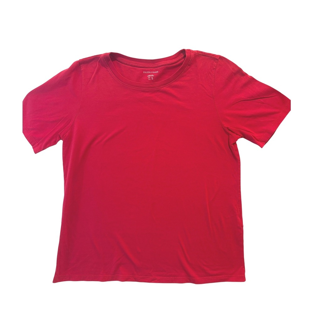 Eileen Fisher Womens Pink 100% Organic Cotton Crew Neck T-Shirt XS Made in Peru